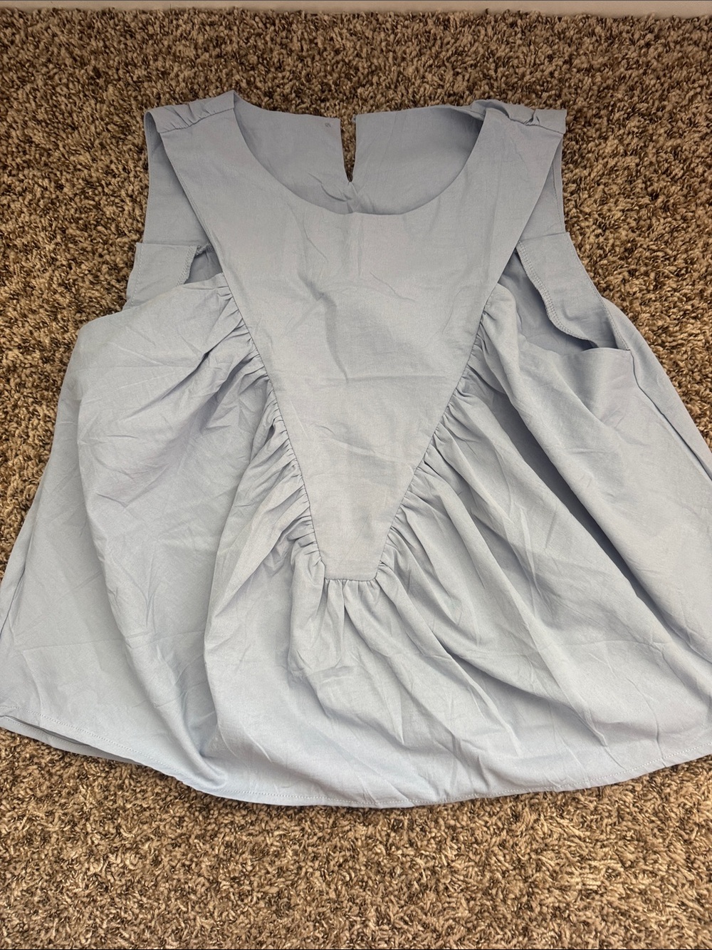 Amazon Light Blue Sleeveless V-Front Gathered Tunic Top